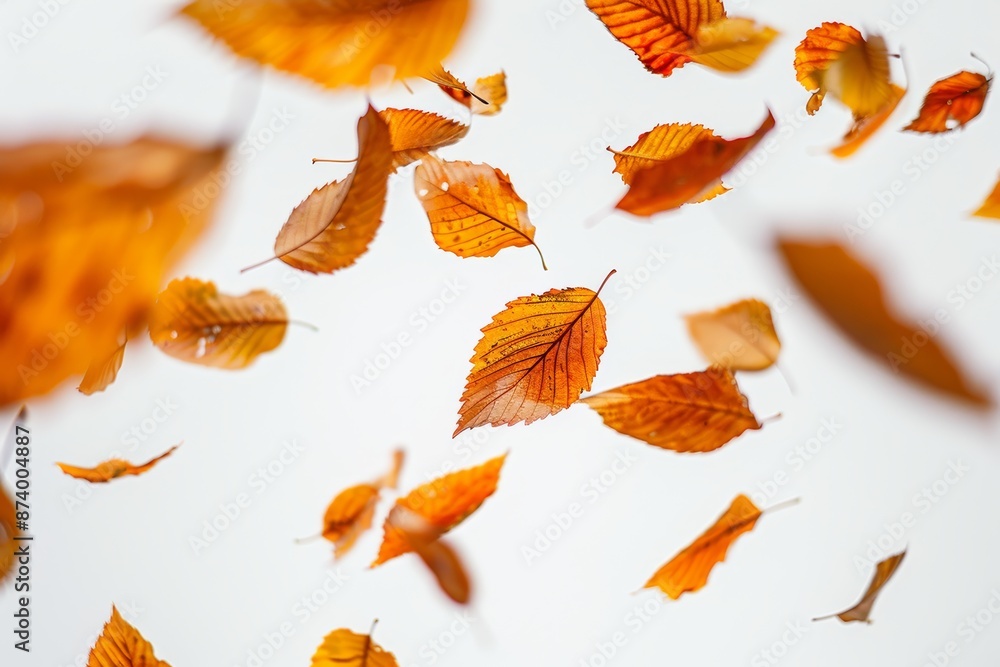 Pumpkin and fall leaves on a white background Pumpkin and fall leaves on a white background