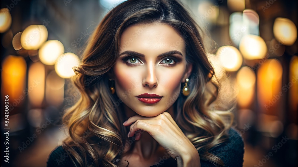 Happiness in Contemplation: A Woman Thinking Happily with Positive Thoughts Happiness in Contemplation: A Woman Thinking Happily with Positive Thoughts