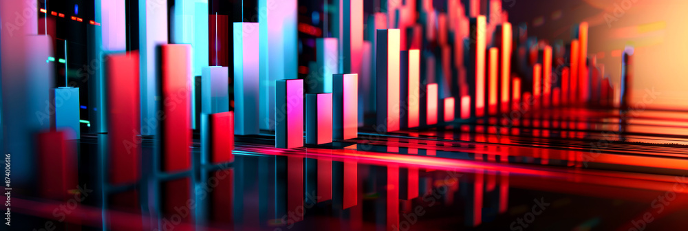 Obraz premium 3D rendering of digital chart bar trading