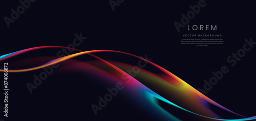 Colorful wave and light on black background.