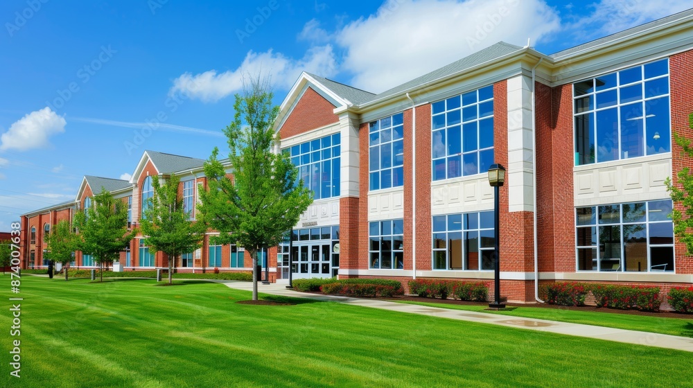 School building.View of typical American school building exterior School building.View of typical American school building exterior