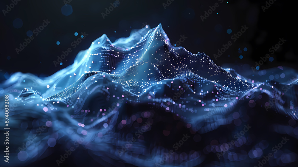 Glowing digital particle wave background Glowing digital particle wave background