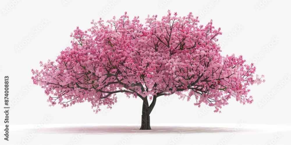 Obraz premium Cherry Tree in Full Blossom with Bright Colors and Beautiful Environment. 3D Rendering Isolated