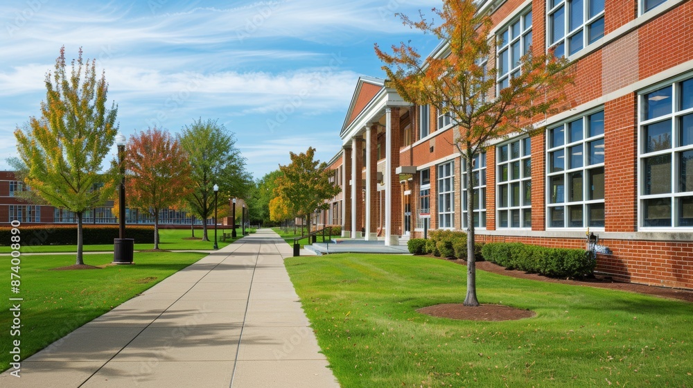 School building.View of typical American school building exterior School building.View of typical American school building exterior