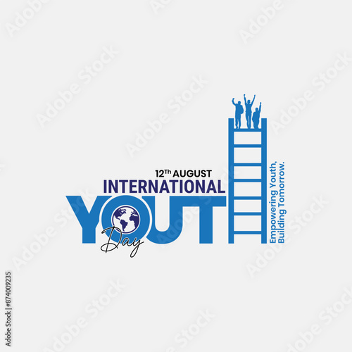 Creative vector illustration of International Youth Day Celebration, Friendly team, cooperation, friendship, Card with colorful crowd people, Youth Skills Day, 15 July. World Youth Skills Day text