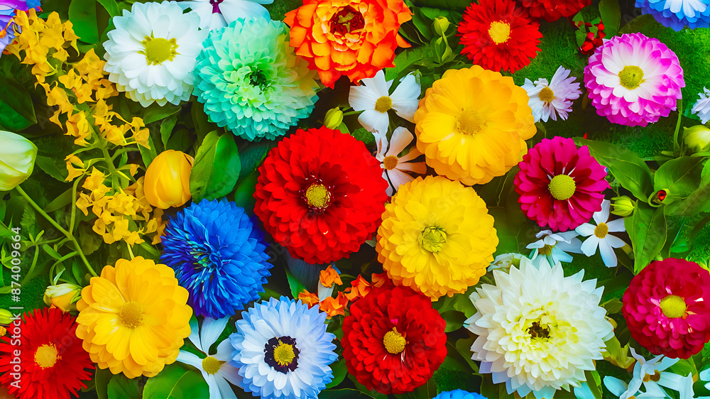A Seasonal Vibrant Garden Flowers with Realistic and Colorful Varieties A Seasonal Vibrant Garden Flowers with Realistic and Colorful Varieties