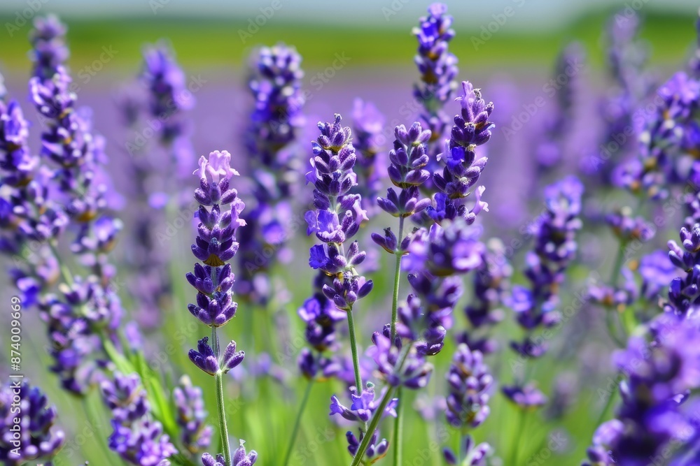 Closeup of vibrant blooming lavender field with purple flowers in natural light, showcasing the beauty of nature and floral plants in a tranquil and serene agricultural landscape Closeup of vibrant blooming lavender field with purple flowers in natural light, showcasing the beauty of nature and floral plants in a tranquil and serene agricultural landscape