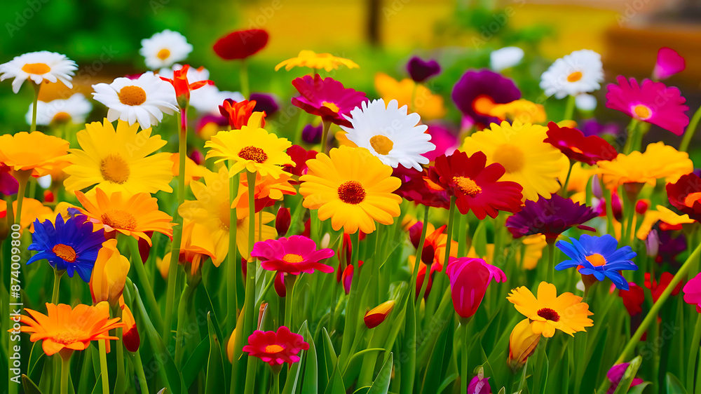 A Seasonal Vibrant Garden Flowers with Realistic and Colorful Varieties A Seasonal Vibrant Garden Flowers with Realistic and Colorful Varieties