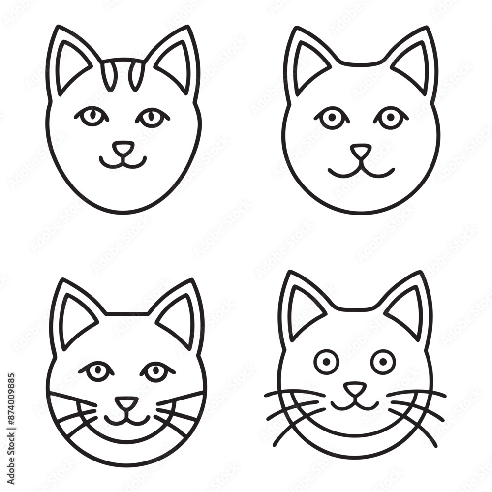 Cat Head Line Art Vector Illustration . Cat Head Line Art Vector Illustration .