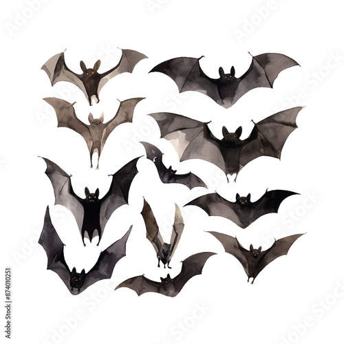A collection of bats in various sizes and positions. Halloween