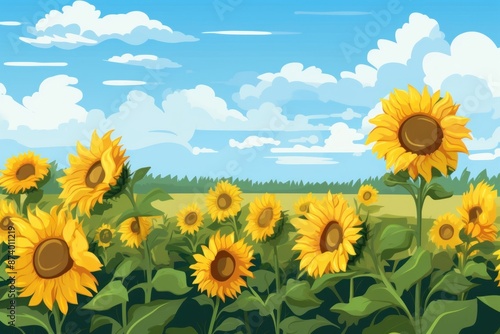 Sunflowers landscape field agriculture.