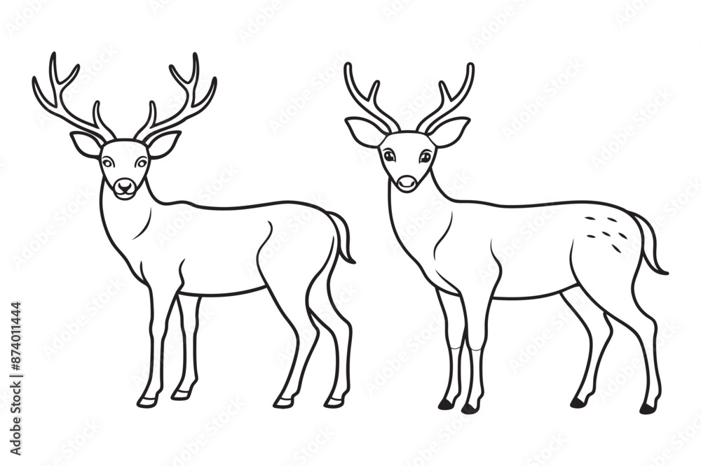 Obraz premium Deer Line Art Vector Illustration for Your Designs.