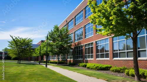 School building.View of typical American school building exterior