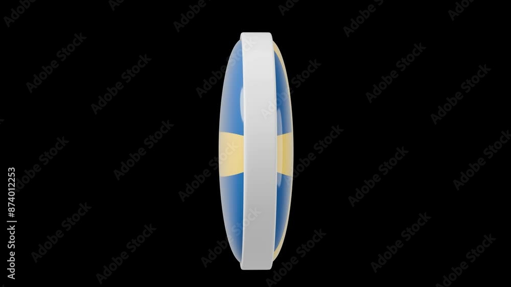 Sweden, swedish Circle flag icon simple looped animation. Transparent backgound. 3d rendered movie with alpha channel. Round shape. Sweden, swedish Circle flag icon simple looped animation. Transparent backgound. 3d rendered movie with alpha channel. Round shape.