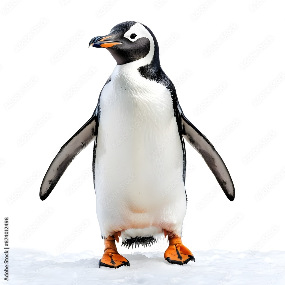 Fototapeta premium penguin isolated on white background, penguin on the beach