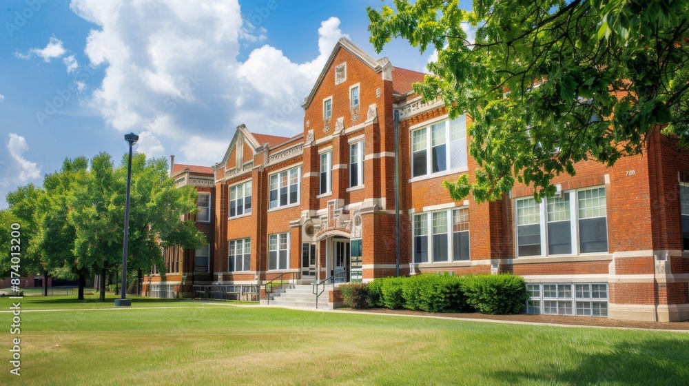 School building.View of typical American school building exterior School building.View of typical American school building exterior