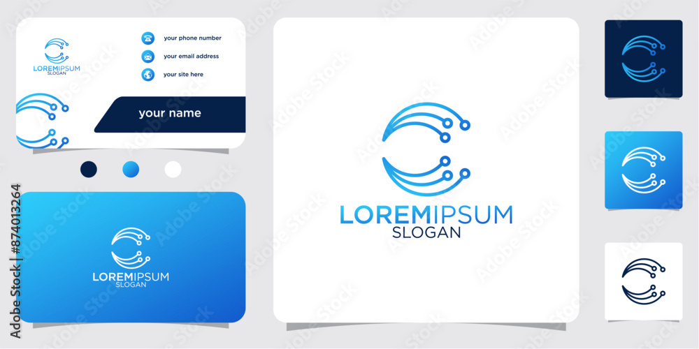 Initial Letter C Atom Molecule Technology Science Chemistry Vector Logo Design with Business Card Initial Letter C Atom Molecule Technology Science Chemistry Vector Logo Design with Business Card
