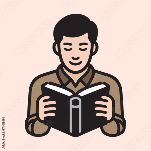 A Man Read A Book Vector Illustration