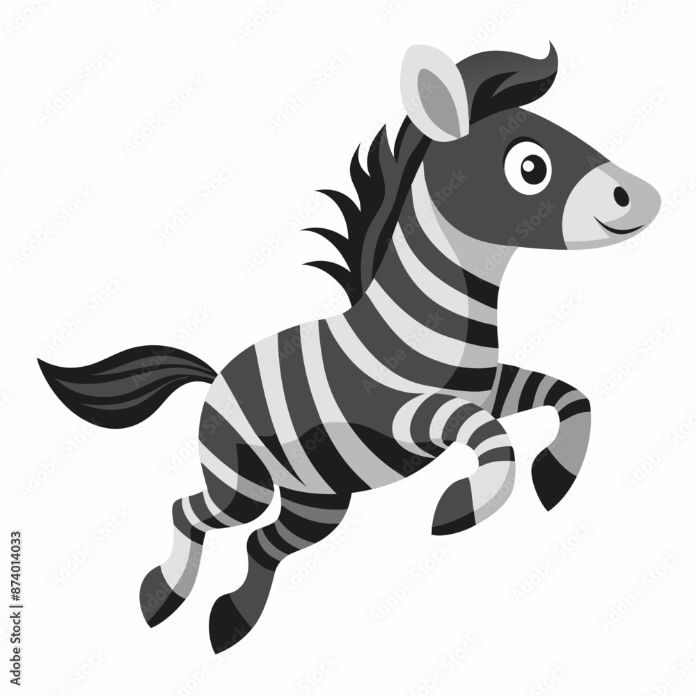 Obraz premium Cute Zebra jump vector illustration on white background