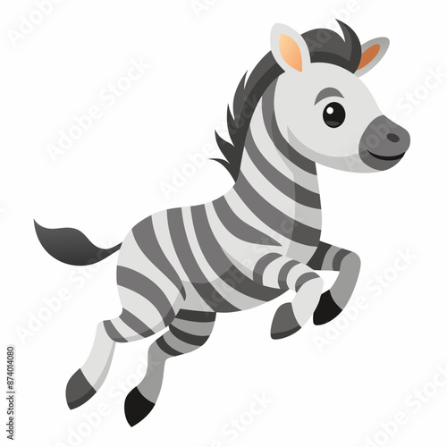 Cute Zebra jump vector illustration on white background