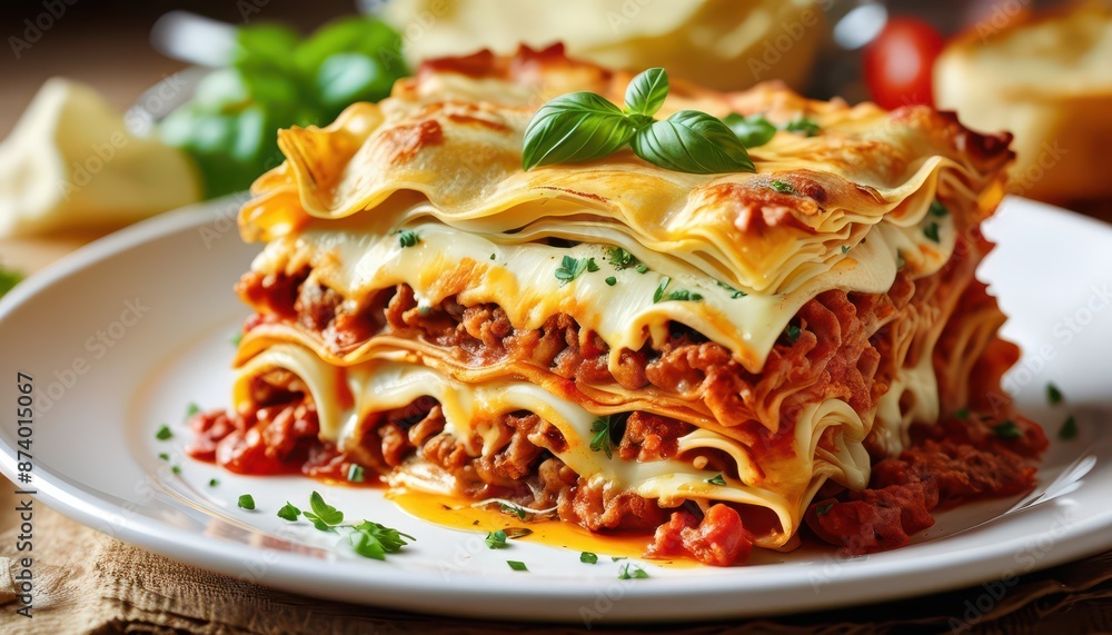 Closeup of a Delicious Lasagna Dish. Closeup of a Delicious Lasagna Dish.