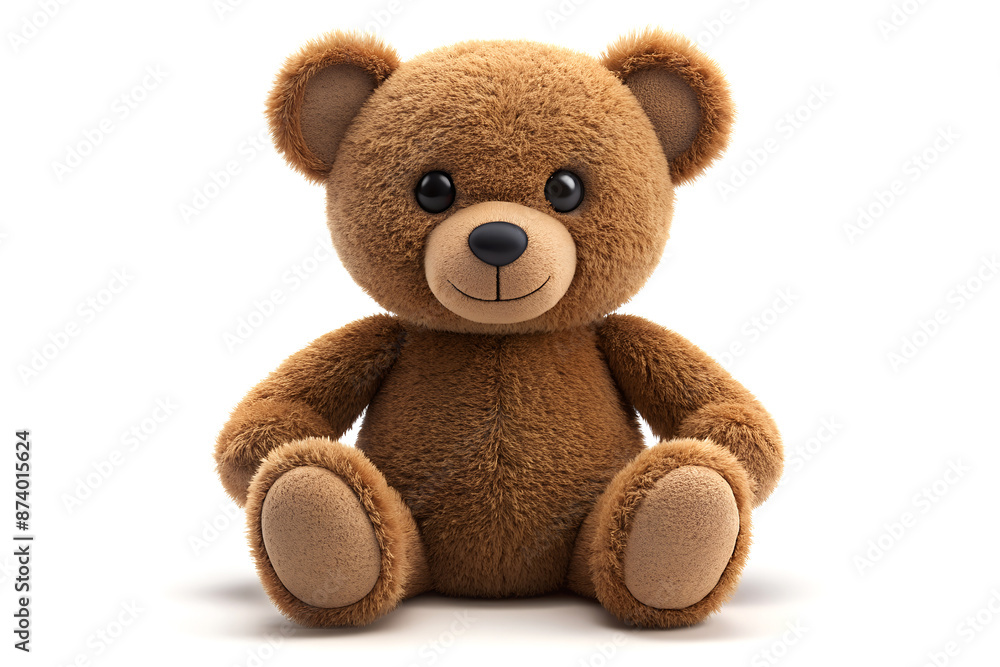 Plush toy in the form of a brown bear cub. Isolated on a white background. Plush toy in the form of a brown bear cub. Isolated on a white background.