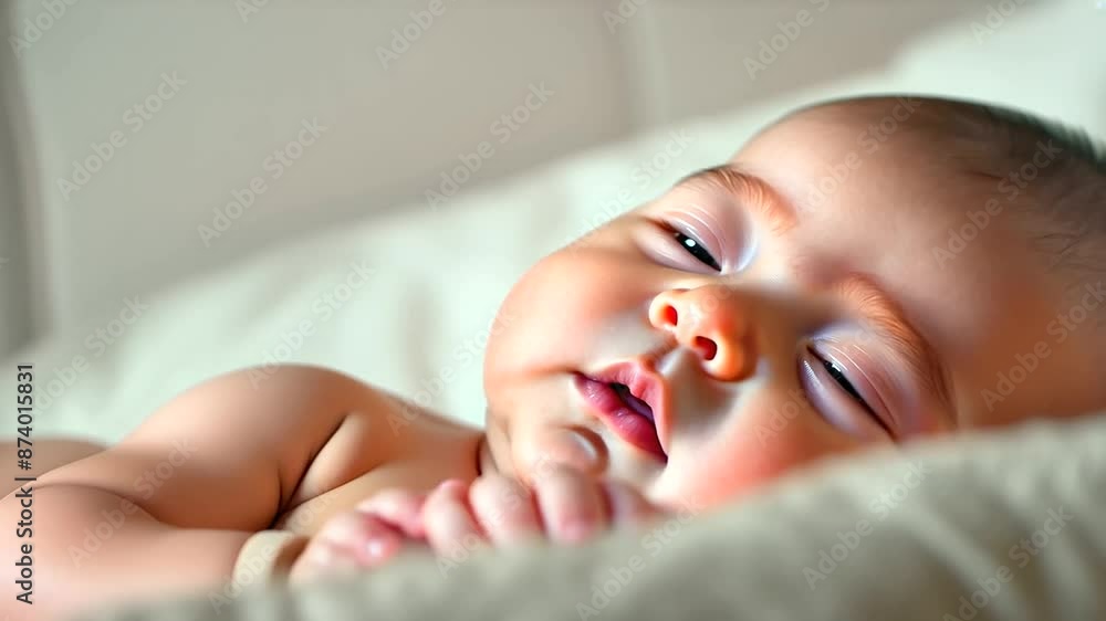 adorable baby is sleeping on the bed adorable baby is sleeping on the bed