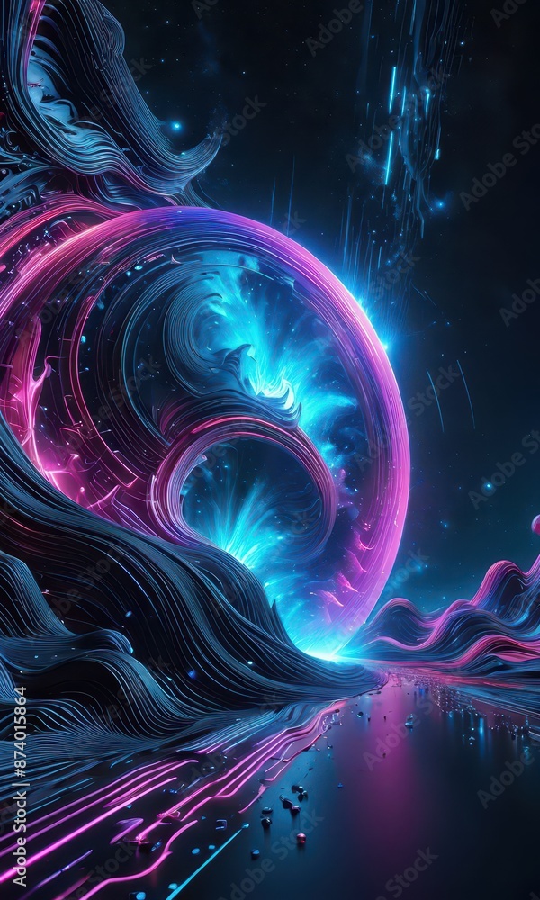 Obraz premium Abstract Neon Lights Landscape.