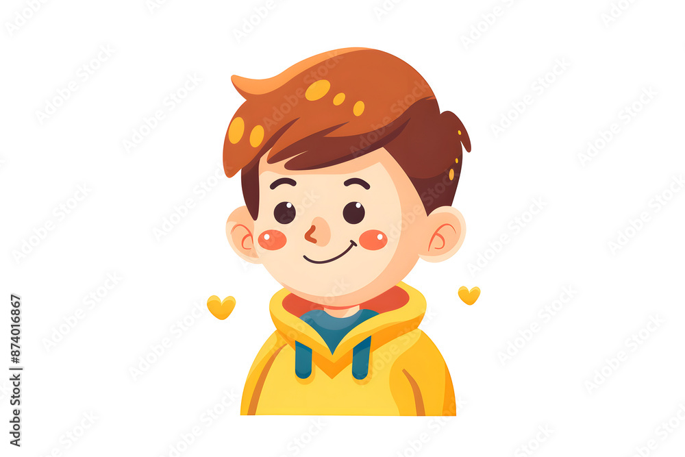 Flat logo illustration of a cute Caucasian Boy isolated on plain, simple background. Generative AI Flat logo illustration of a cute Caucasian Boy isolated on plain, simple background. Generative AI