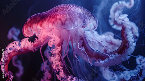 Pink and Purple Jellyfish in Water - Photo