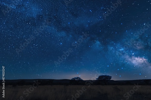 view of a clear sky full of stars at night over a landscape © DailyLifeImages