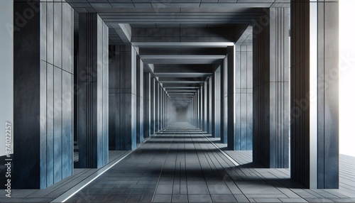 Moderne Architektur Säulengang mit Beleuchtung, Tiefenwirkung © sweasy