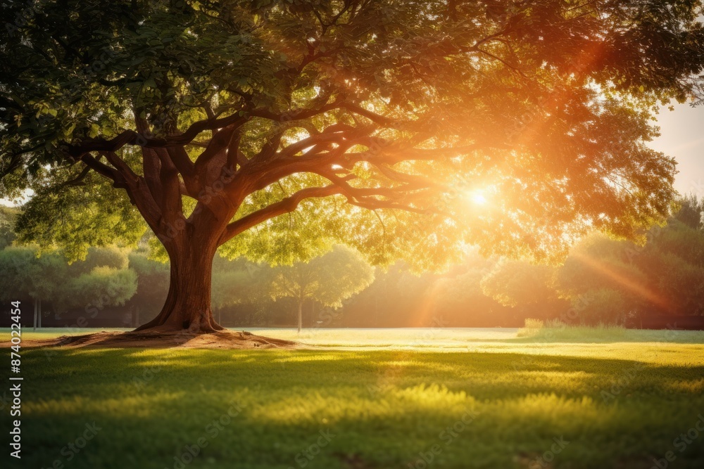 Fototapeta premium Tree sun landscape sunlight.