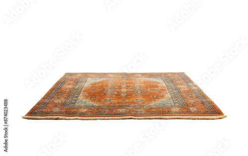 Bohemian throw rug with tribal patterns isolated on white background