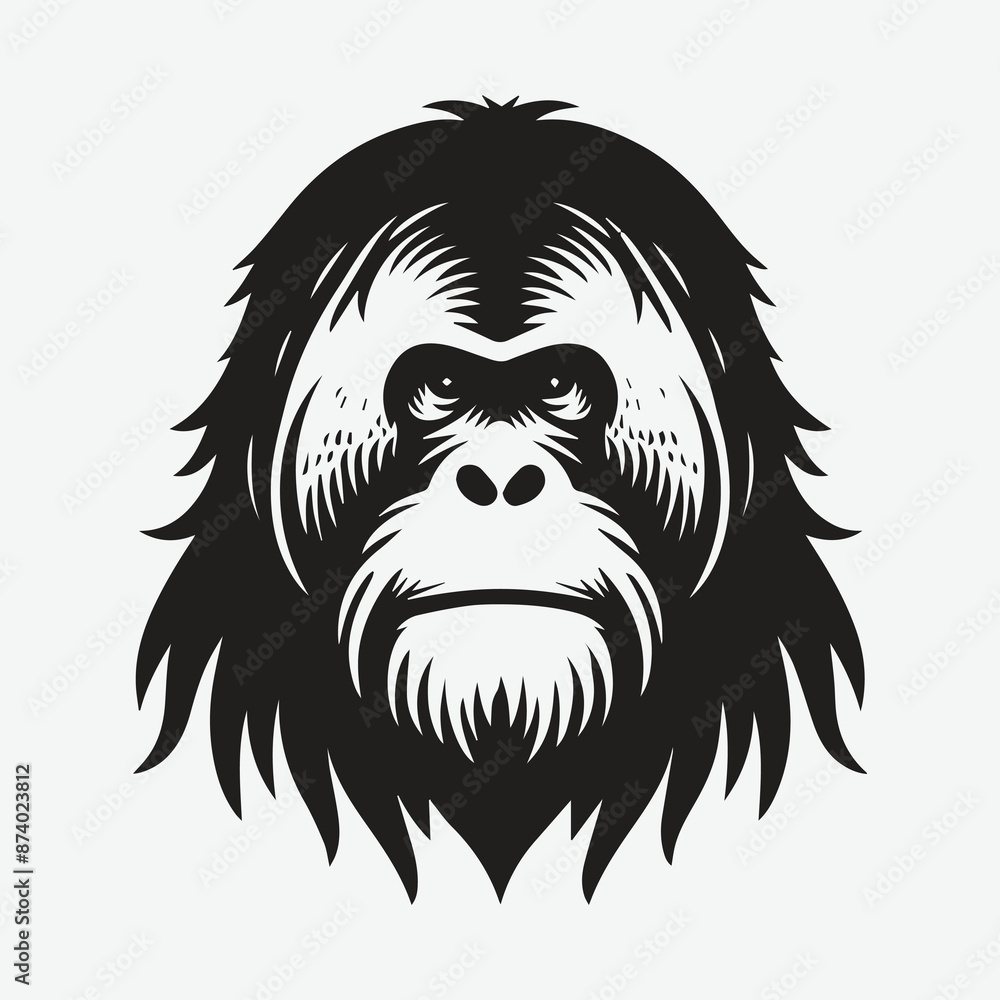 Fototapeta premium Majestic Orangutan Silhouette Logo: A Symbol of Strength and Grace