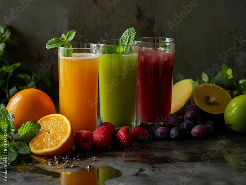 Glasses of freshly squeezed...