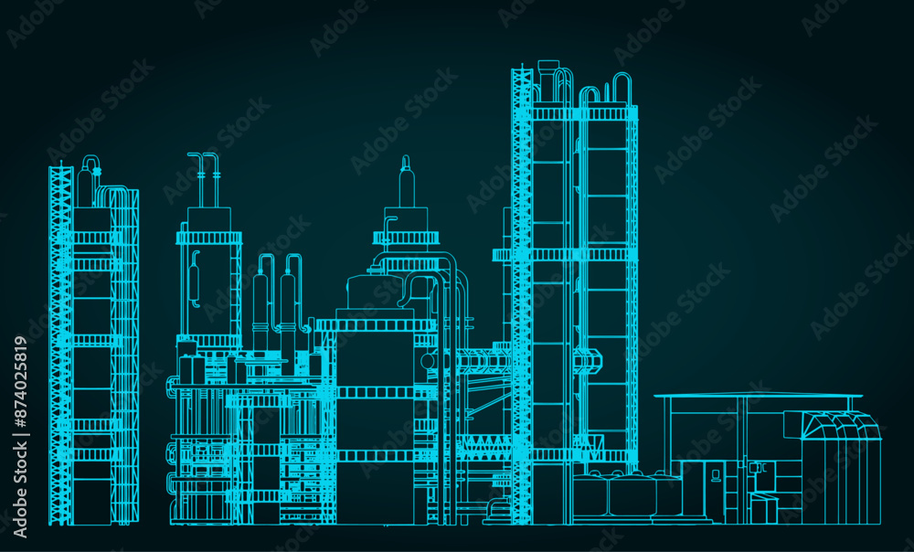 Fototapeta premium Refinery plant technical drawing