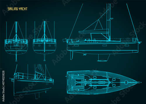 Sailing yacht technical drawings