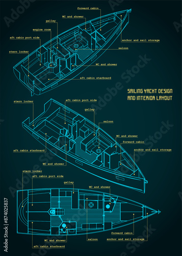 Sailing yacht design and interior layout