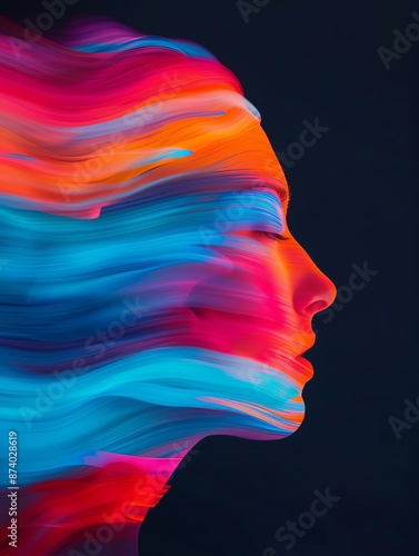 Artistic representation of thoughts merging and evolving, Originality  Thinking  Movement, Innovative fusion