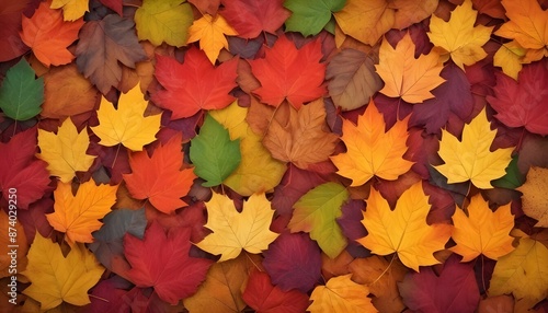 Matellic colored autumnal leaves background © Hdesigns