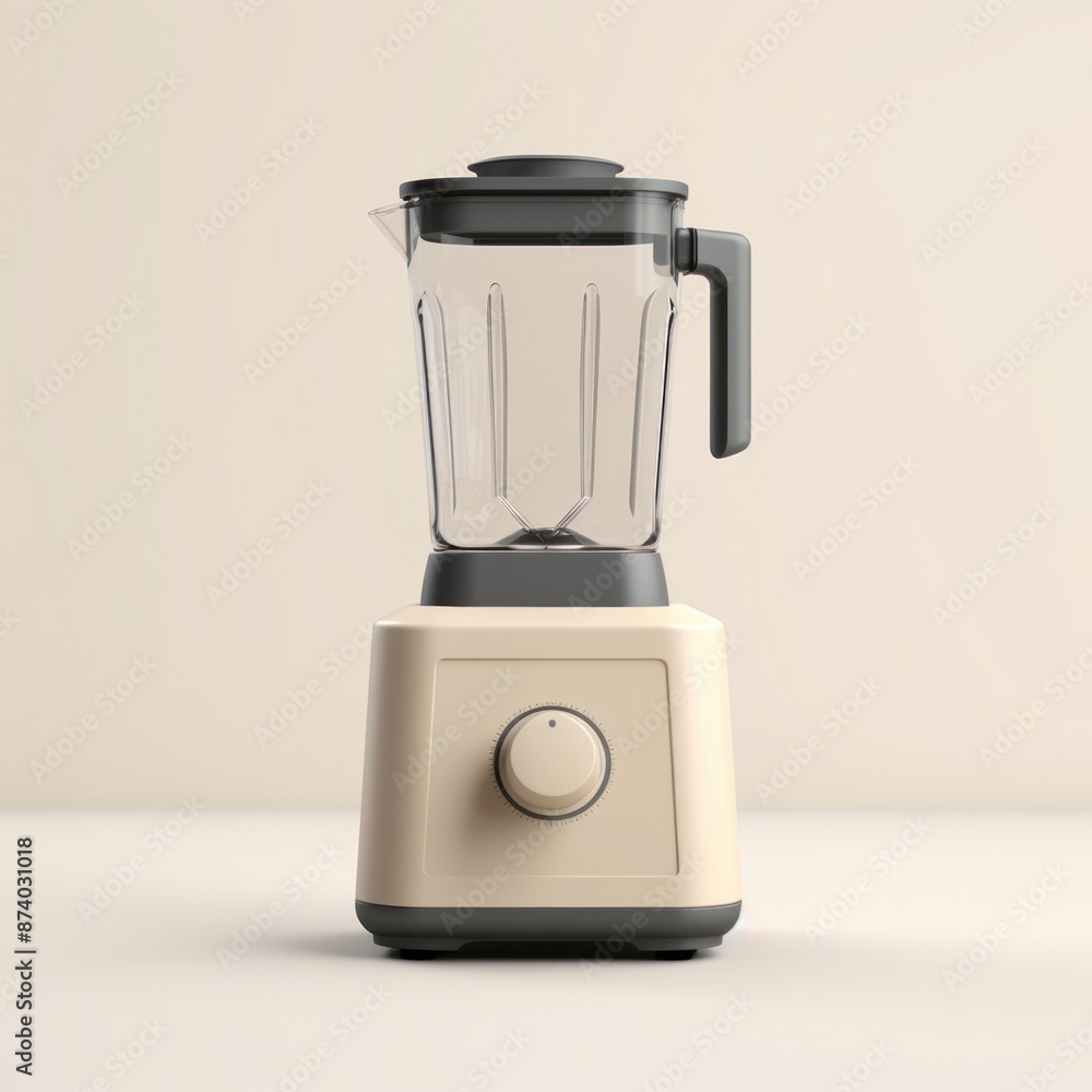 A beige power blender appliance mixer small appliance. A beige power blender appliance mixer small appliance.