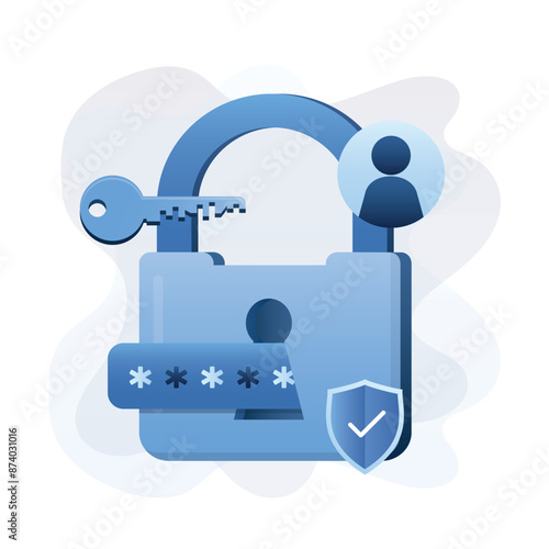 Security system and account protection. security key. Enter password and personal data protection. Internet security. Key to open an account or to log in. Symbol or icon.