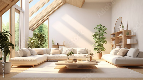 Wallpaper Mural Modern bright interiors 3D rendering illustration computer generated image not photos., generative ai Torontodigital.ca