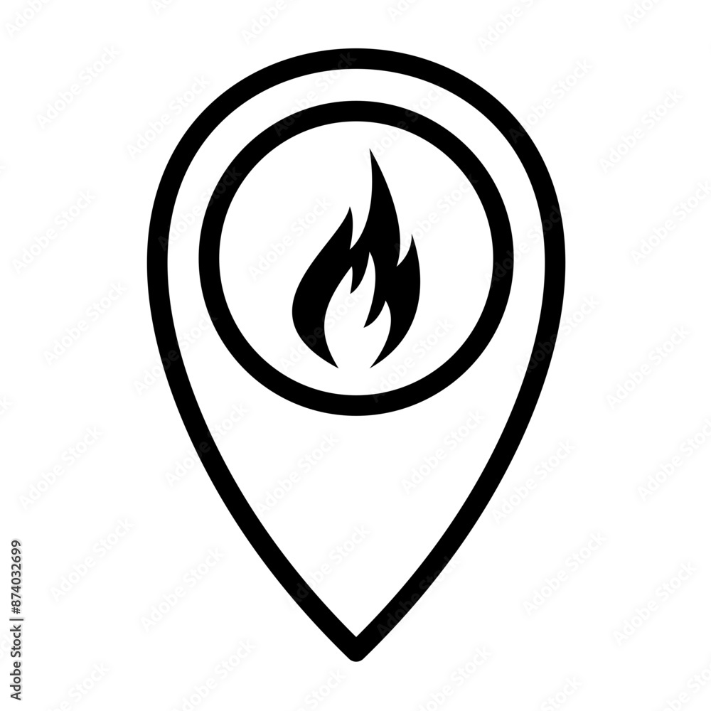 Warning Location Maps icon line style Vector Warning Location Maps icon line style Vector