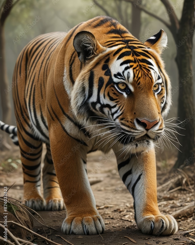 Poignant photograph of an endangered tiger in its natural habitat, capturing the essence of wildlife conservation and the beauty of nature. Poignant photograph of an endangered tiger in its natural habitat, capturing the essence of wildlife conservation and the beauty of nature.