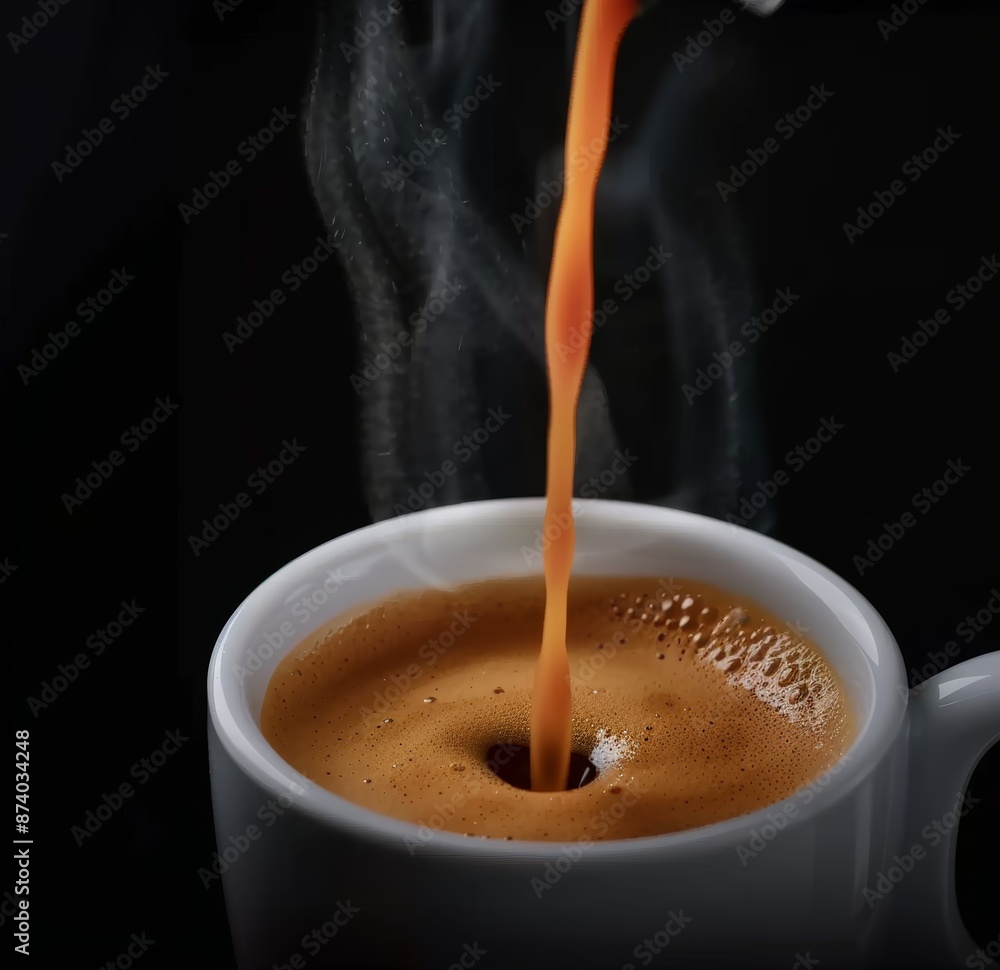 primer plano de café. fondo oscuro. humeante primer plano de café. fondo oscuro. humeante