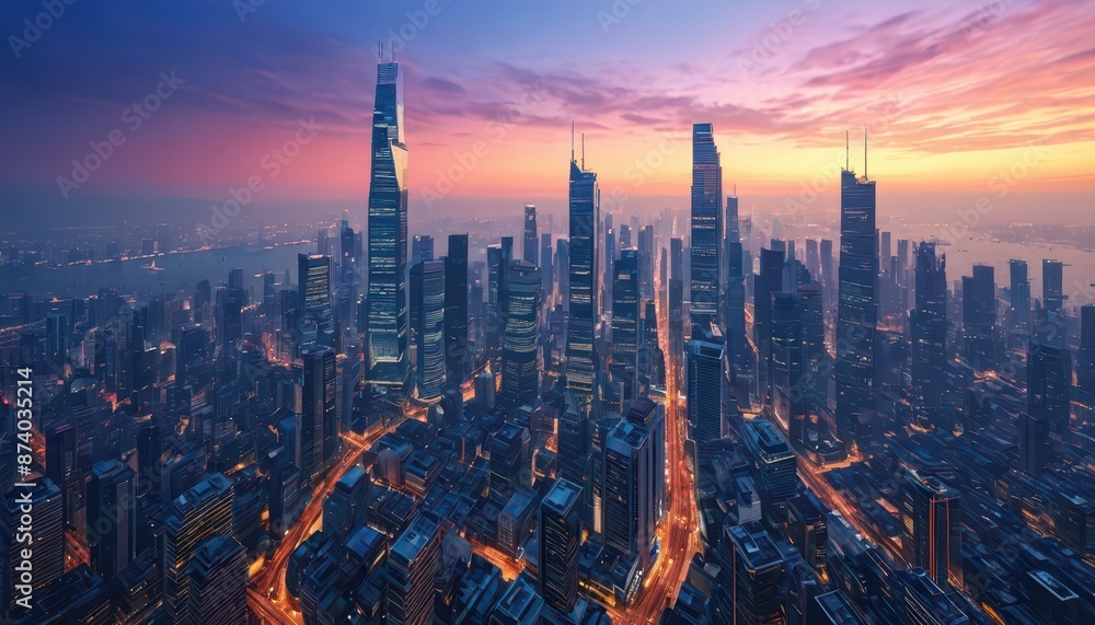 Fototapeta premium Hong Kong Skyline at Dawn.