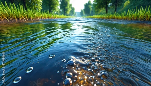 Water Flowing Through Grass.