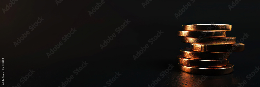 Obraz premium stack of coins on clean dark color background